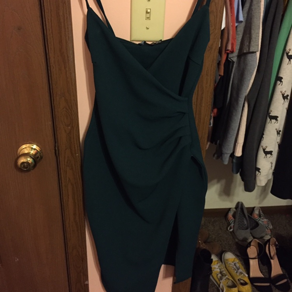 Emerald Green Dress with High Slit